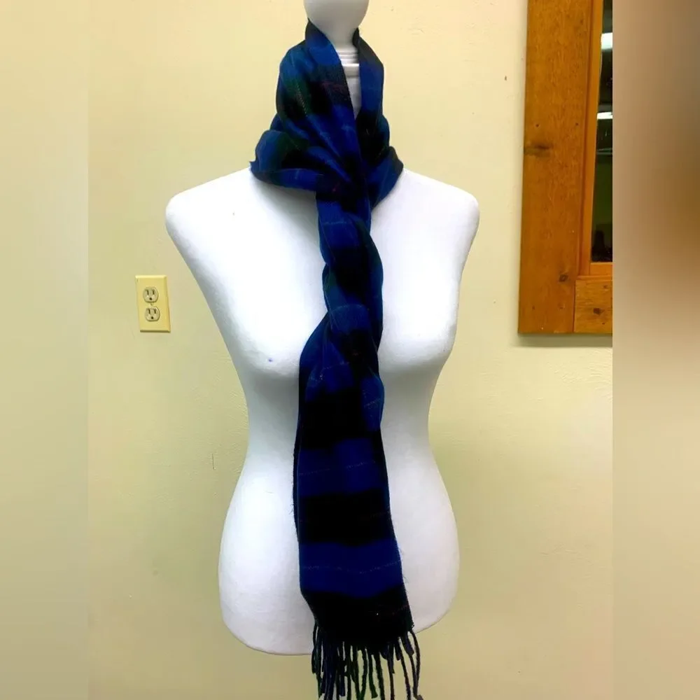Authentic Vintage DIOR Blue Black Stripe Scarf Cashmaire Preloved